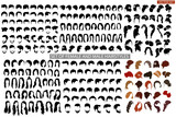 Fototapeta Sypialnia - A large set of female and male haircuts, hairstyles on a white background