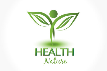 Wall Mural - Logo health nature leaf people figure icon vector image