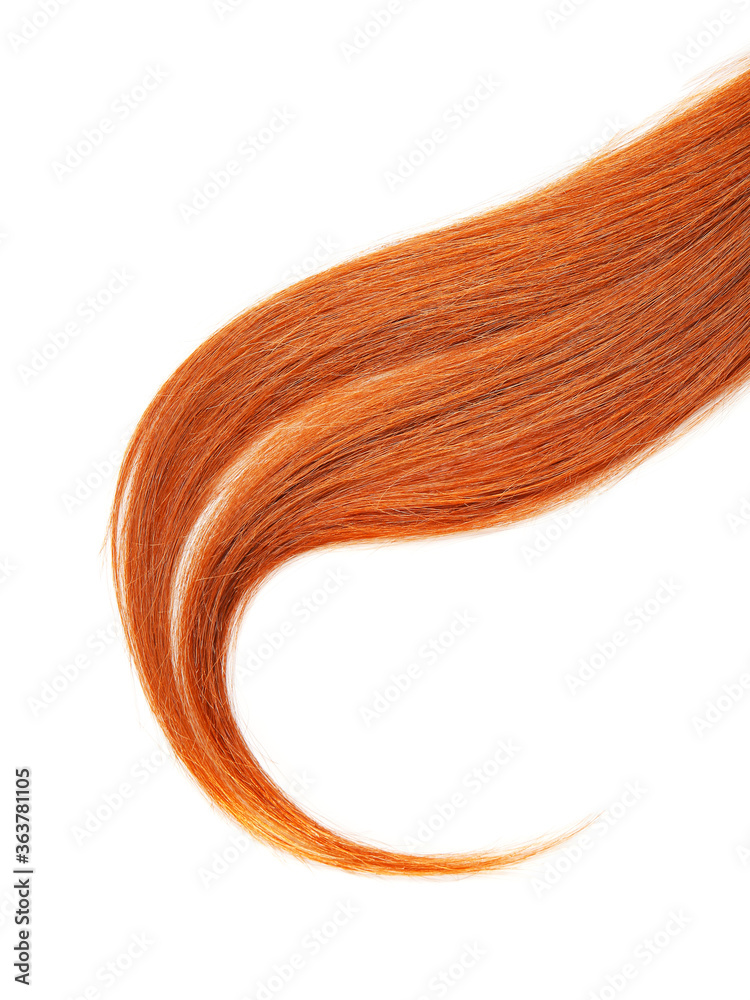 Beautiful red hair on white background