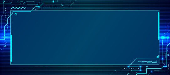 Banner web template design abstract blue technology geometric and connection system electronic circuit background