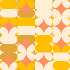 Aufkleber - Modern vector abstract seamless geometric pattern with semicircles, circles and squares in retro scandinavian style. Illustration with geometric figures. 