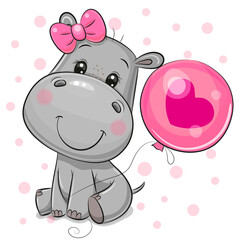 Plakat piękny miłość ładny serce hipopotam