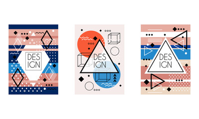 Aufkleber - Geometric Cover Design Set, Trendy Abstract Creative Templates, Card, Background, Poster, Banner Vector Illustration
