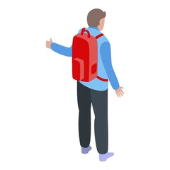 Wall Mural - Student hitchhiking icon. Isometric of student hitchhiking vector icon for web design isolated on white background