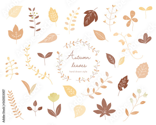 手書きの秋の葉のイラストのセット 紅葉 もみじ 素材 オレンジ Acer Wall Mural Ac Yugoro