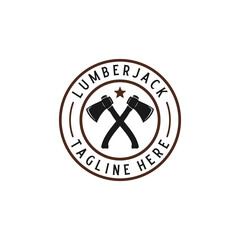 Wall Mural - Vintage Lumberjack with Ax symbol badge logo design