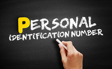 Poster - personal identification number text on blackboard, business concept background