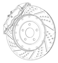 Aufkleber - brake disc outline. 3d illustration