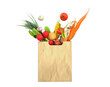 fresh food in a paper bag for products 3d render on white no shadow
