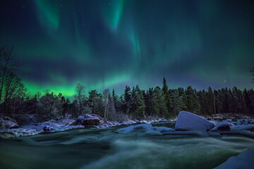 Wall Mural - northern lights and floating water