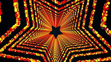 Poster - Star rings of colorful sequins form an endless tunnel, computer generated. 3d rendering of bright shiny background