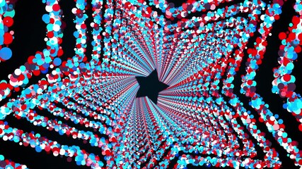 Poster - Star rings of colorful sequins form an endless tunnel, computer generated. 3d rendering of bright shiny background