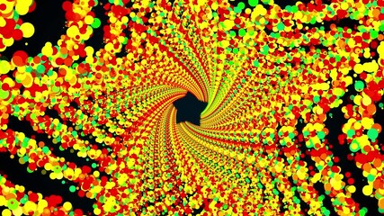 Poster - Star rings of colorful sequins form an endless tunnel, computer generated. 3d rendering of bright shiny background