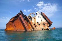 Black Sea Region. Cape Tarkhankut. Sunken Dry Cargo Ship "Ibrahim-Yakim"