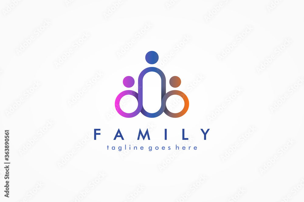 Abstract People Logo. Colorful Rounded Line Linked Human Icon Infinity ...