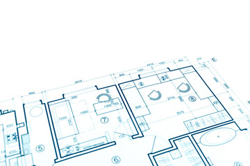 Poster - floor plan blueprint, blueprints background, architecture drawing