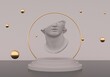 Fragment of broken colossal head sculpture in classical antique style. 3D rendered illustration.