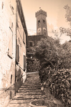 Old Street And Bell Tower In Santarcangelo Di Romagna