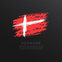 National Flag In Grunge Brush Stroke Isolated On Black Background : Vector Illustration
