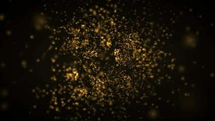Poster - Abstract Gold Light Sparkling Particles Background Loop/ 4k animation of an abstract background with gold fractal particles sparkling seamless looping