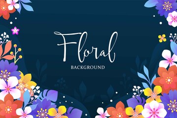 Wall Mural - Colorful floral background with flat design