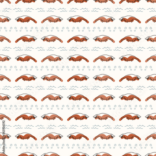 Fotografía Seamless background Mosasaurus dinosaur gender neutral baby pattern