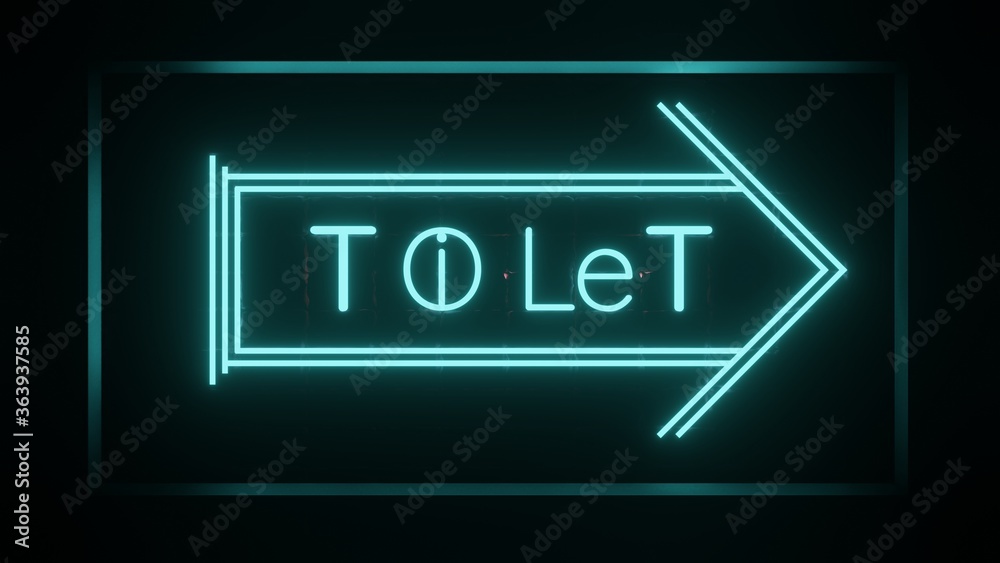 Toileting Lettering Toilet lettering with arrow sign neon light on the wall for nightclub ...
