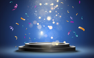 Wall Mural - winner background with signs of first, second and third place on a round pedestal. vector winner pod