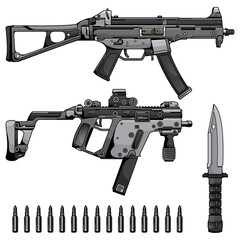 set machine gun vector