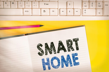 Poster - word writing text smart home. business photo showcasing equipped home can be controlled remotely by 