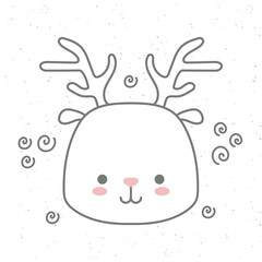 Sticker - head of deer baby kawaii with decor