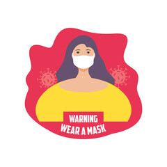 Sticker - warning sign recommend use of protective face mask, wear at mask