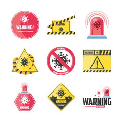 Sticker - set of icons security measures and precautions, warning signs