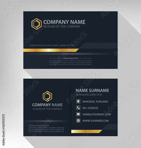 Fotomural Business card in modern luxury style black and gold color