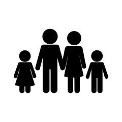 Wall Mural - Mother father son and daughter avatar silhouette style icon design, Family relationship and generation theme Vector illustration