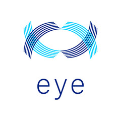 Abstract eye vision logo design vector template. Sight logotype concept creative idea. Sign, symbol, icon, pictogram modern Ophthalmology, optics, lenses, eye care and health. Vector illustration.