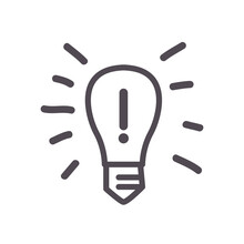 Light Bulb With Exclamation Mark Line Style Icon Vector Design