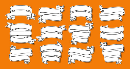 Wall Mural - ribbon sticker line set. tape blank flat collection, decorative contour patch. outline design, ribbo