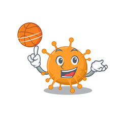 Wall Mural - Sporty cartoon mascot design of anaplasma with basketball