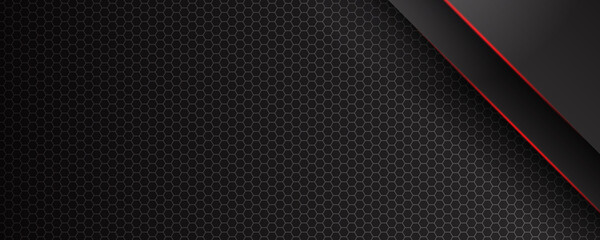 Abstract black red grey metallic carbon neutral overlap red light hexagon mesh design modern luxury futuristic technology background vector illustration.