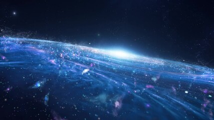 fast traveling through the blue spiral galaxy in the universe, zooming galaxy animation