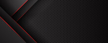 Abstract Black Red Grey Metallic Carbon Neutral Overlap Red Light Hexagon Mesh Design Modern Luxury Futuristic Technology Background Vector Illustration.