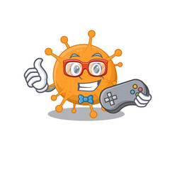 Sticker - Mascot design style of anaplasma gamer playing with controller