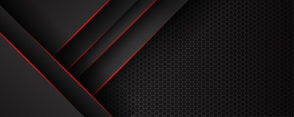 Dark red black grunge stripes abstract banner design. Geometric tech vector background