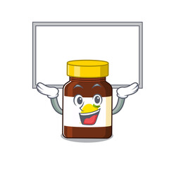 Sticker - Caricature character of bottle vitamin c succeed lift up a board