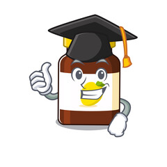 Canvas Print - Happy proud of bottle vitamin c caricature design with hat for graduation ceremony