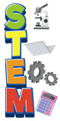 Poster - Stem logo with education objects isolated