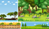 Fototapeta Las - Set of different nature place scene in vertical and horizon scenes at daytime