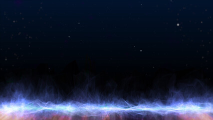 Leinwandbilder - Planet Low Poly Land Science Space Fiction Texture Background. Shiny Glow Stars Falling To Wondering Universe Area Illustration.