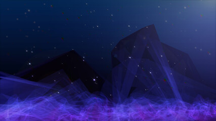 Aufkleber - Planet Low Poly Land Science Space Fiction Texture Background. Shiny Glow Stars Falling To Wondering Universe Area Illustration.